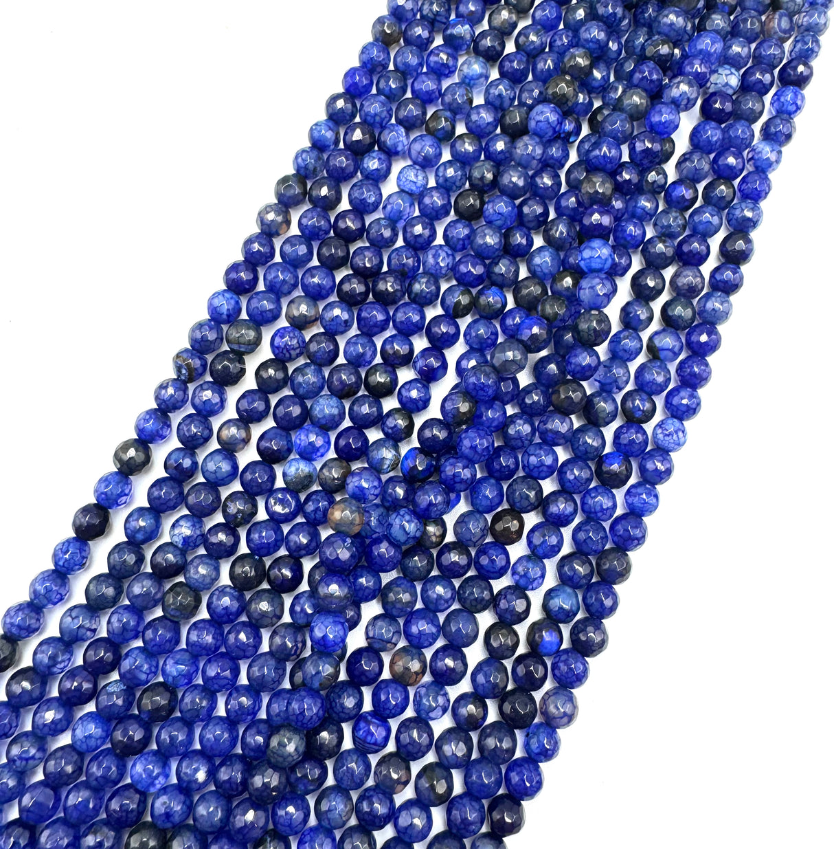 Achat – Dunkelblau, Facettierter Rund (6mm) 
