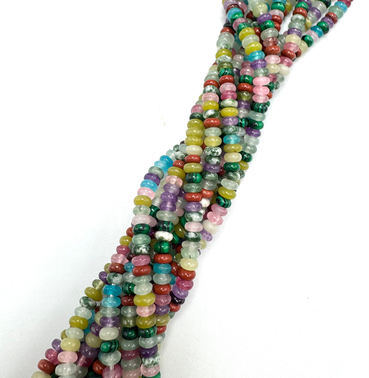 Farbenmix Rondell Perlen, Jade, Jaspis & Synthetischer Malachit, (4-4,5x2,5mm) 