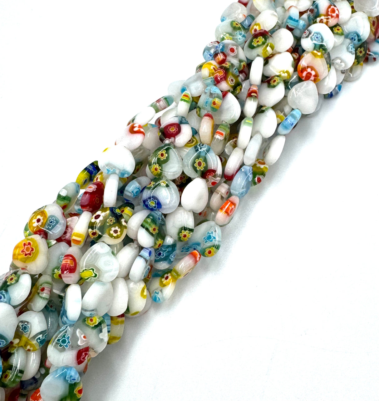 Millefiori Lampwork Beads – Hearts Mixed Colors (10x10x3mm) 