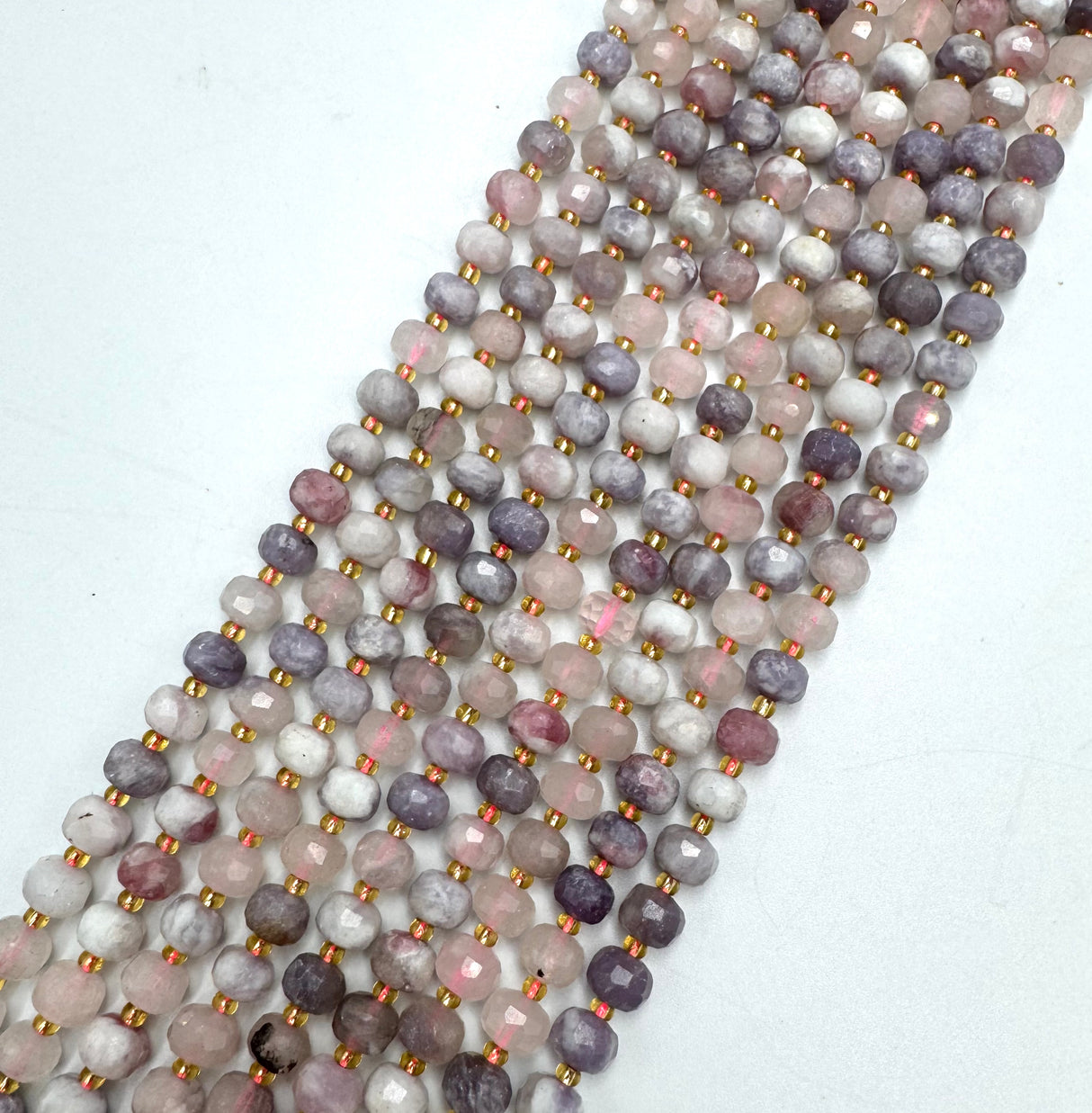 Rosa Turmalin Perlen – Facettierte Rondelle (5x8mm) 