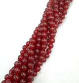 Jadeperler – Runde, Røde (8mm) 