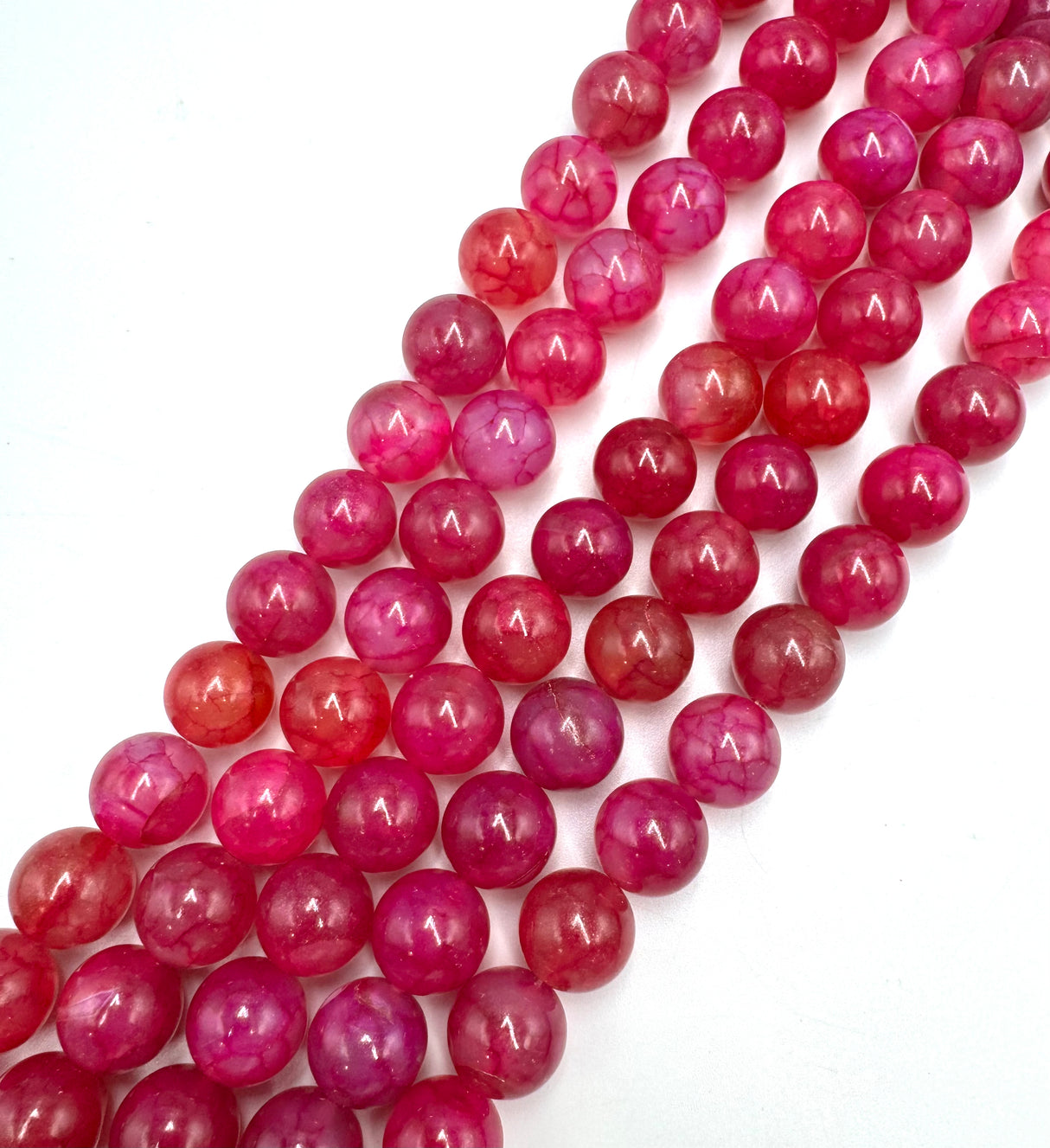 Dragon Vein Agate – Pink, Round (14mm) 