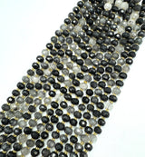 Schwarze Rutilquarz-Perlen – Facettierte Rondelle (6x8mm) 