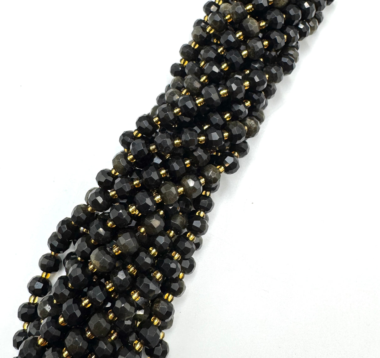 Goldene Obsidianperlen – Rondell (6x8mm) 