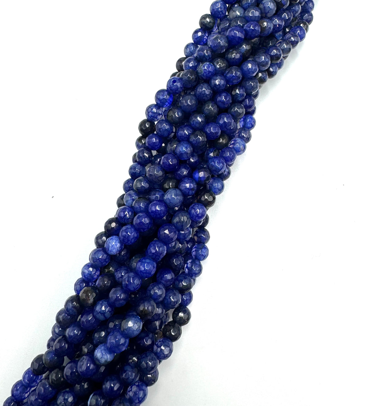 Achat – Dunkelblau, Facettierter Rund (6mm) 