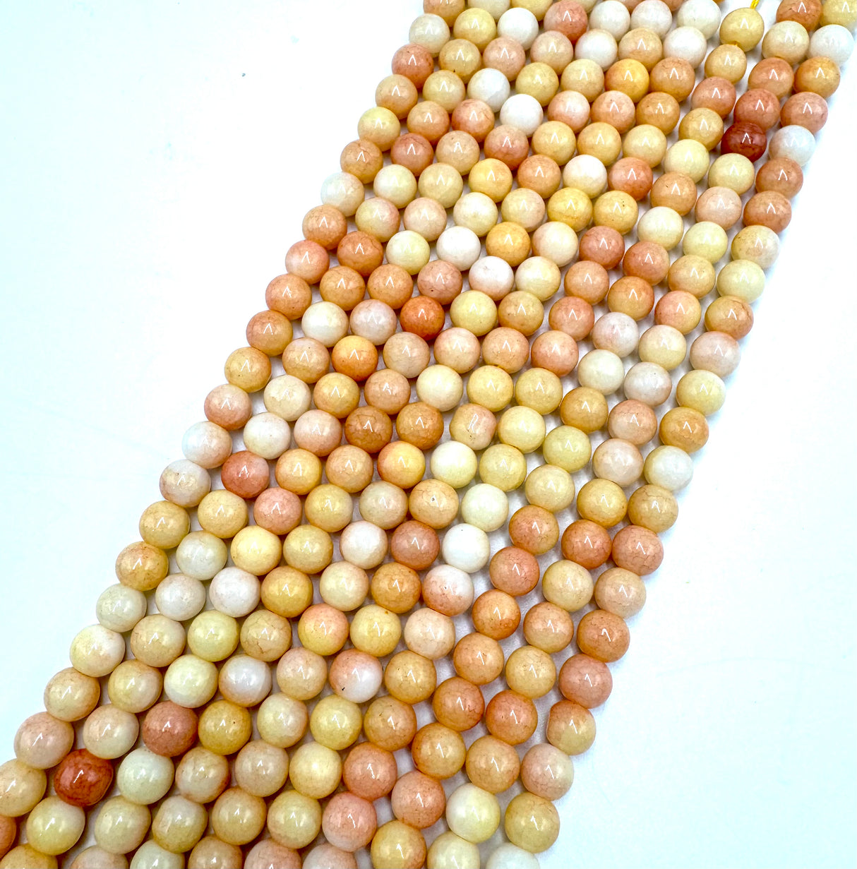 Glasperlen – Beige, Jade-Optik, Rondell (8,5 mm) 