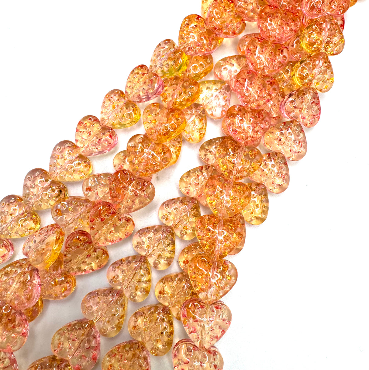 Herzförmige Glasperlen – Orange (13x15x7mm) 