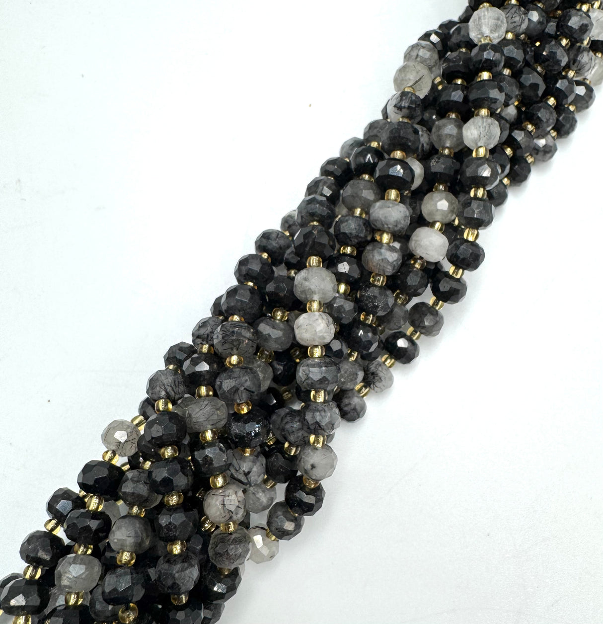 Schwarze Rutilquarz-Perlen – Facettierte Rondelle (6x8mm) 