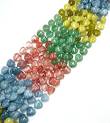 Heart-shaped Beads Mix – Cherry Quartz Glass, White Jade, Lemon Jade & Green Aventurine (12x12x6mm) 
