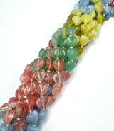 Heart-shaped Beads Mix – Cherry Quartz Glass, White Jade, Lemon Jade & Green Aventurine (12x12x6mm) 
