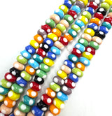 Handgefertigte Lampwork-Perlen – Farbmix, Rondell mit Punkten (9,5~10x5 mm) 