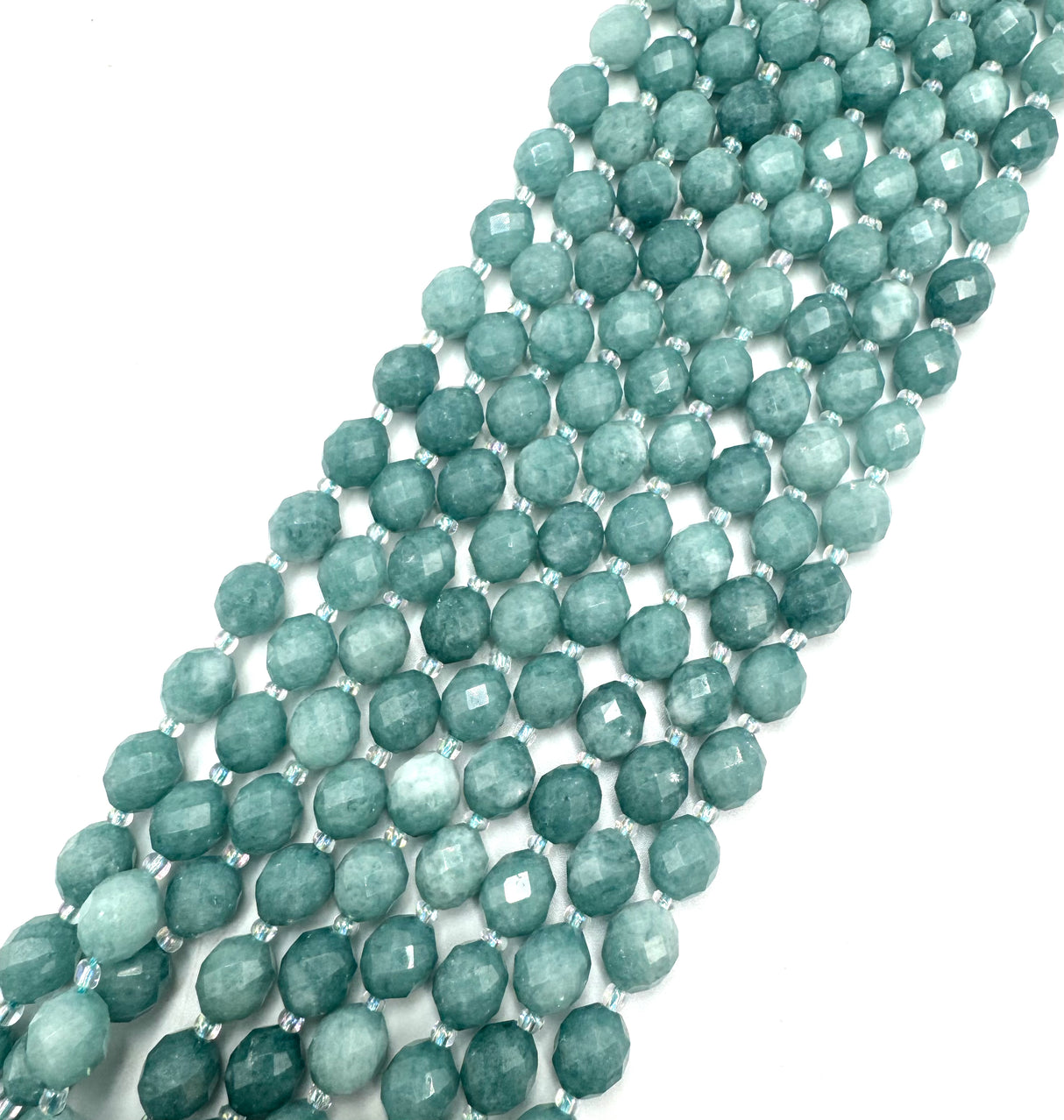 Malaysia Jade – Facettenreich, Rice, Blau/Grün (9x8mm) 