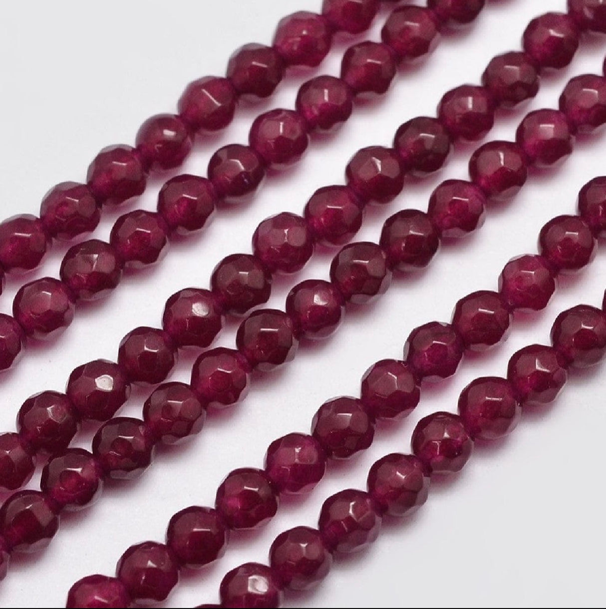 Malaysia Jade Beads, Dark Red, Faceted, (4mm) 