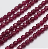 Malaysia Jade Beads, Dark Red, Faceted, (4mm) 