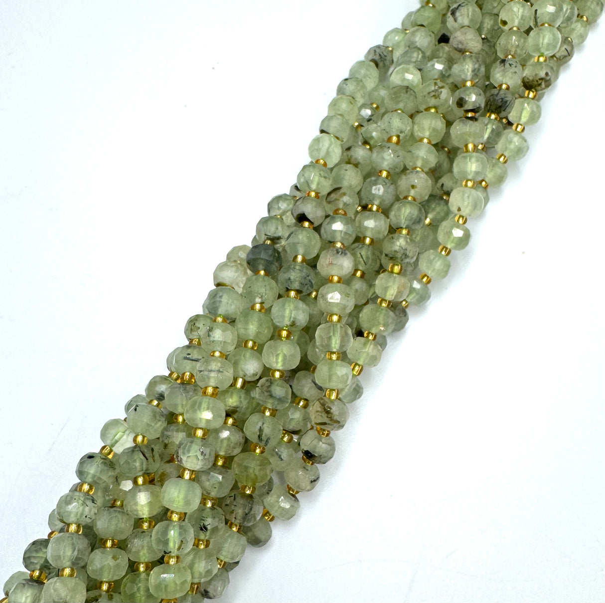 Prehnit Perlen – Facettierte Rondelle (6x8mm) 
