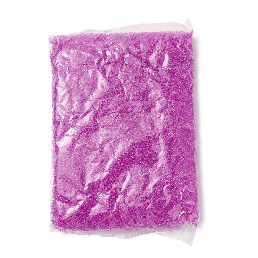 Glas seed beads i magenta med farvet inderside, 2 mm, 454 g – billede 2
