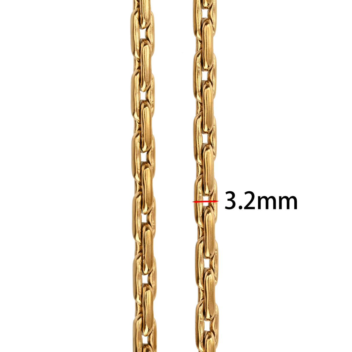 Wasserdichte "Star Link" Kette, Vergoldet Stahl, (2,1mm, 1m) 