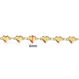 Water-resistant Chain With Heart Link – 18K Gold-plated Steel (2x3mm, 6x6.5mm) 1m 