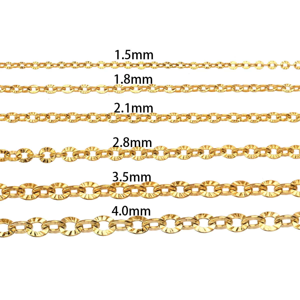 Wasserdichte "Star Link" Kette, Vergoldet Stahl, (2,1mm, 1m) 
