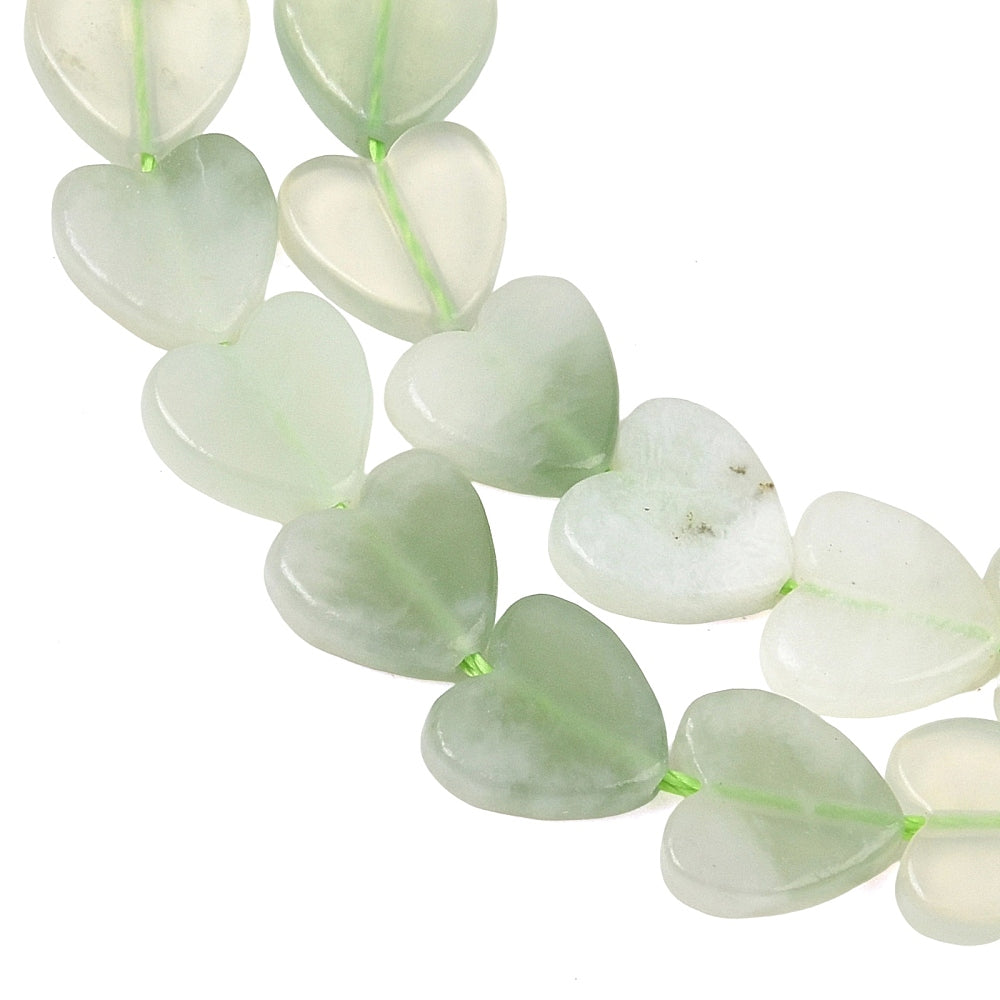 Hjerteformede jade perler i grøn, flade, 8 mm, 4 stk. – billede 3