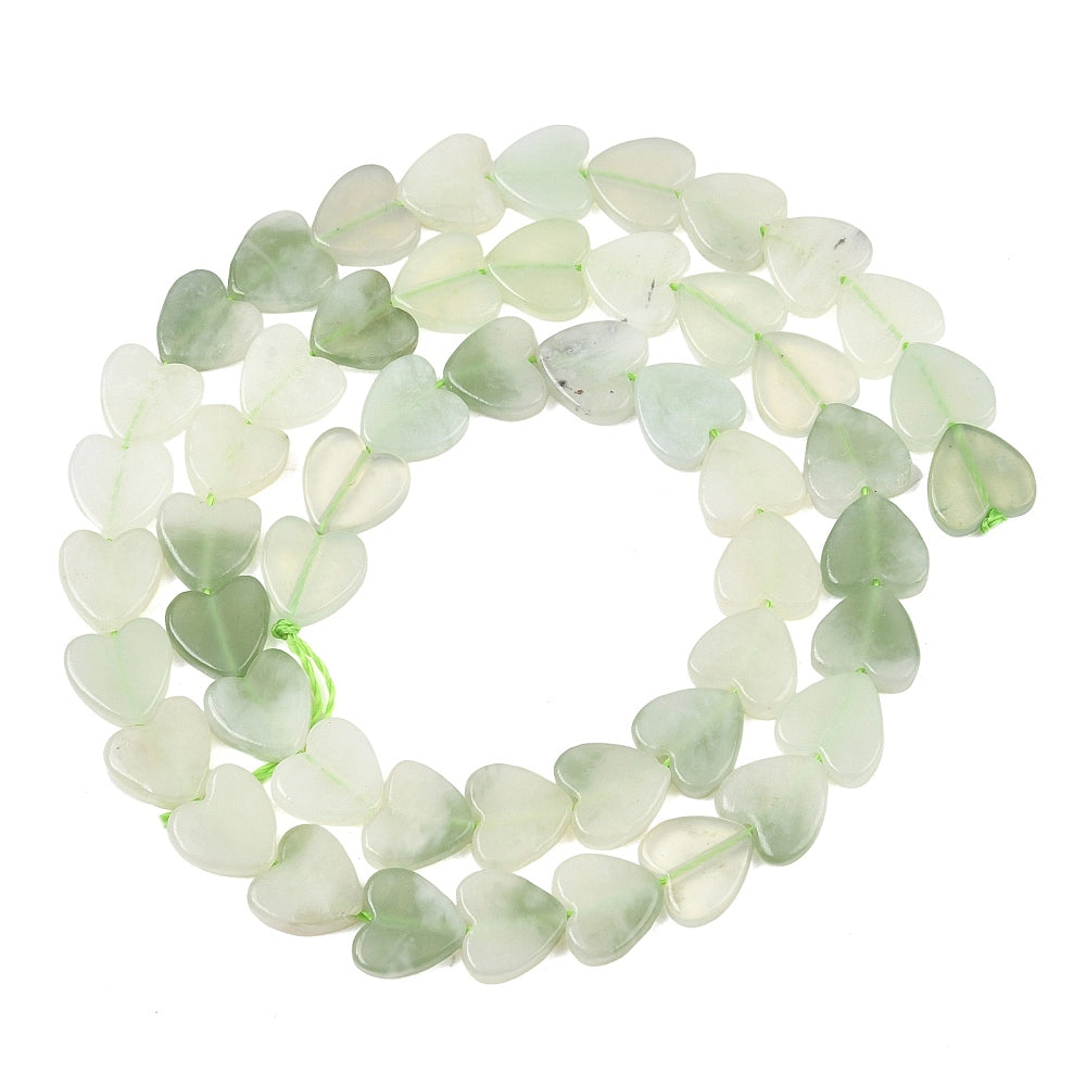 Hjerteformede jade perler i grøn, flade, 8 mm, 4 stk. – billede 4