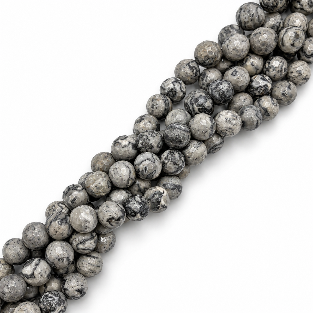 Map Stone/Jasper Stone, Faceted, (8-8.5mm) 