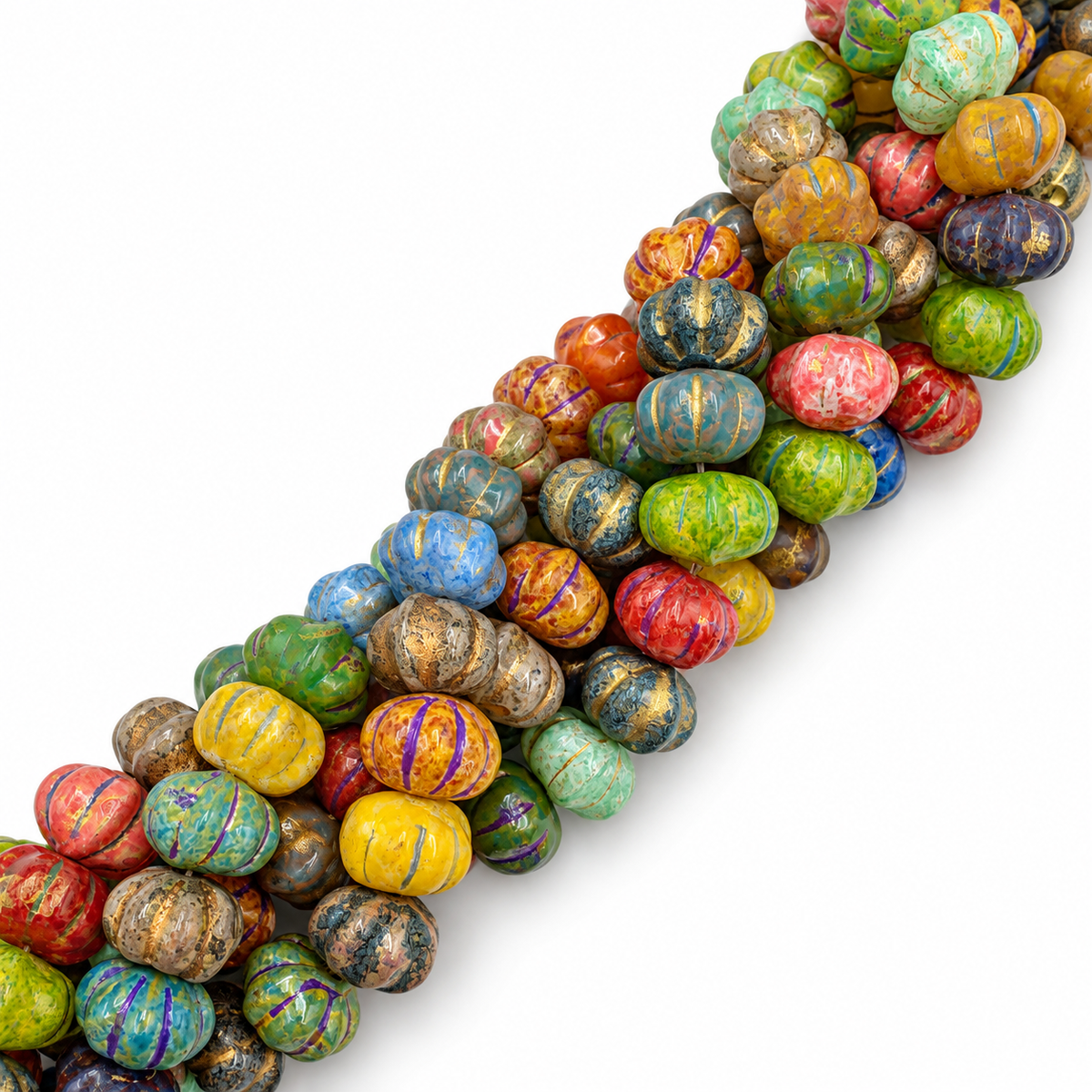 Pumpkin Glass Bead – Painted, Color Mix (12x8.5mm)