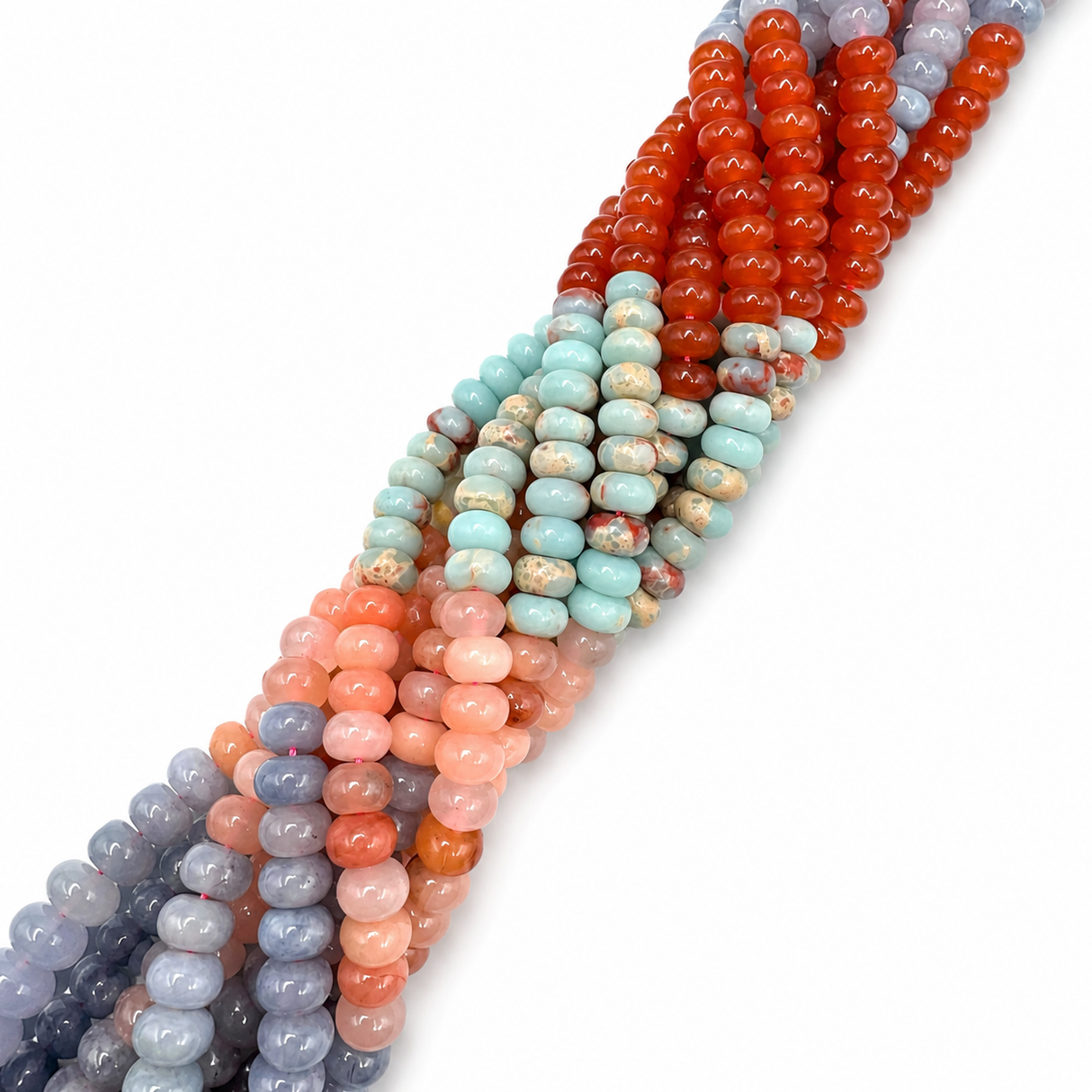 Jade Perler – Gradueret, Rondel (8,5x4,5~5,5mm)