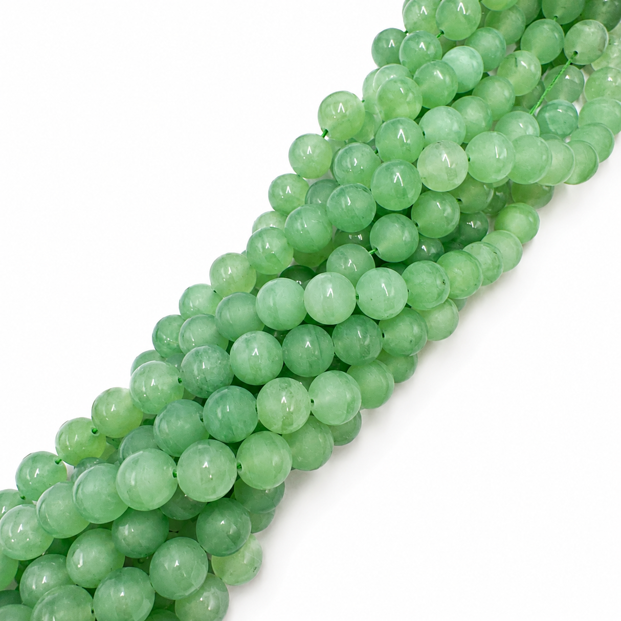 White Jade – Grønn, Rund, Frostet (10mm) 