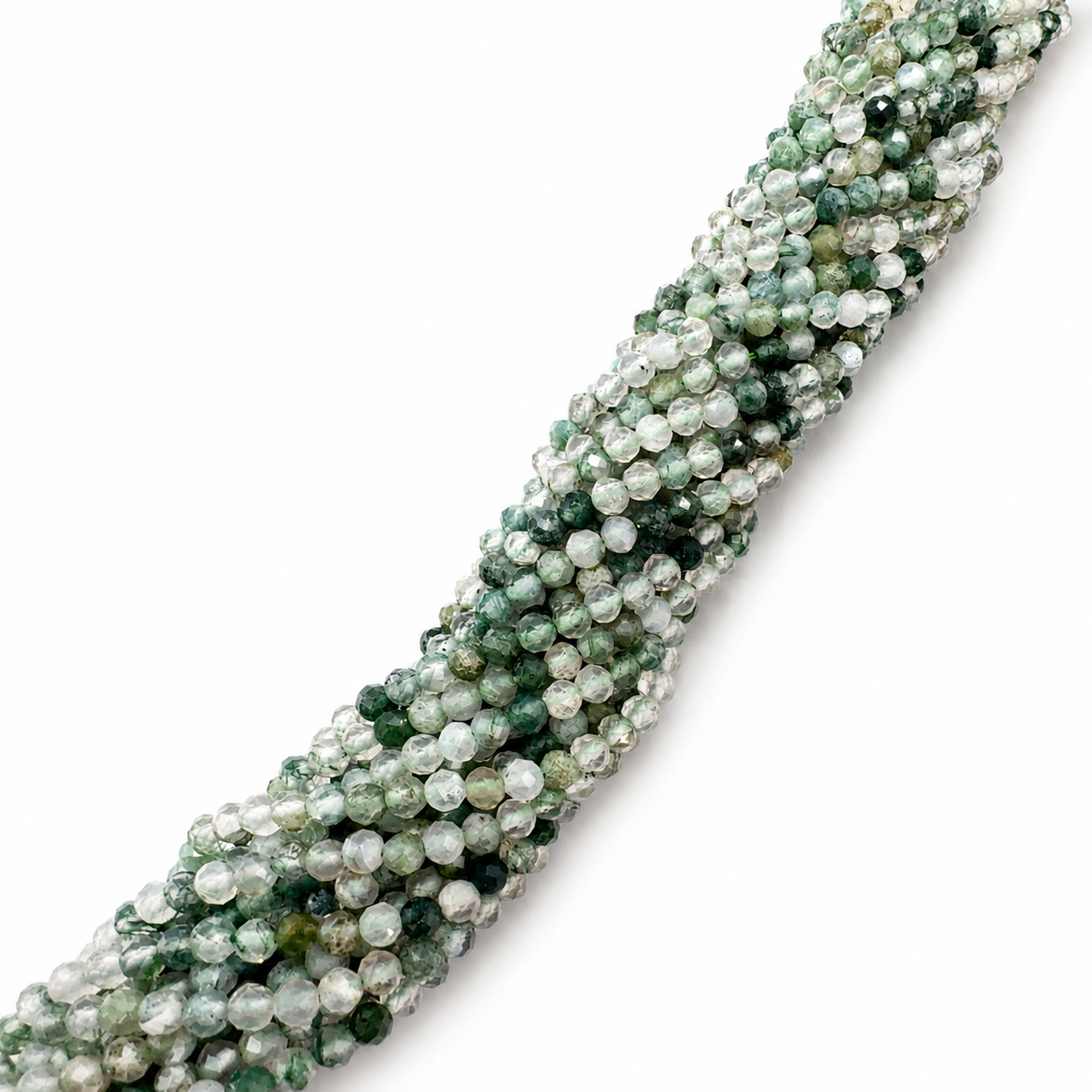 Moss Agate Beads – Faceted, Round (3mm)