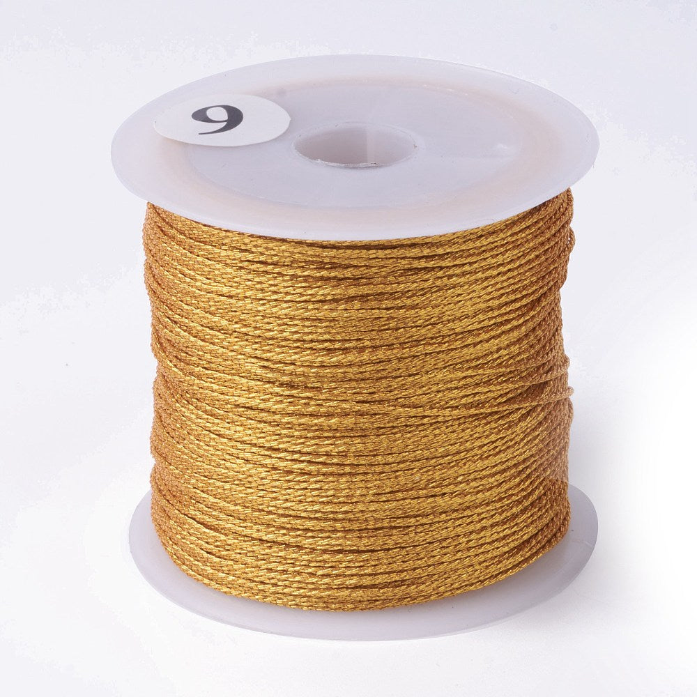 Metallic broderitråd i gul, 0,6 mm, 33 meter