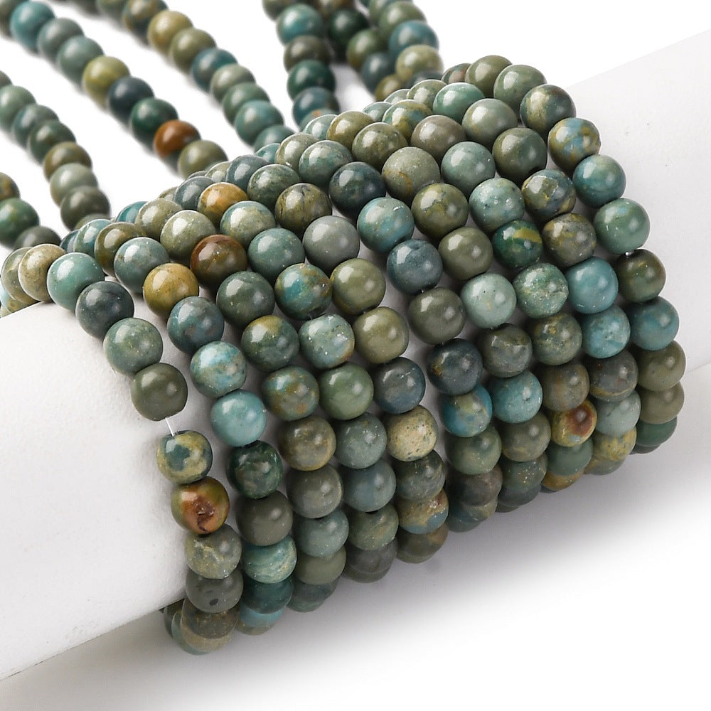 Runde shoushan jade perler i grøn, 4 mm – billede 2