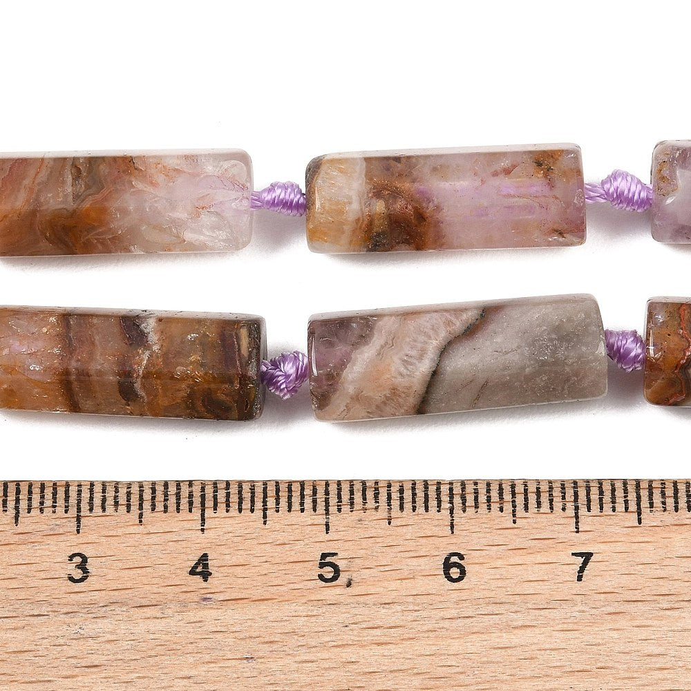 Sekskantede lace agat perler i lilla, 23 mm – billede 5