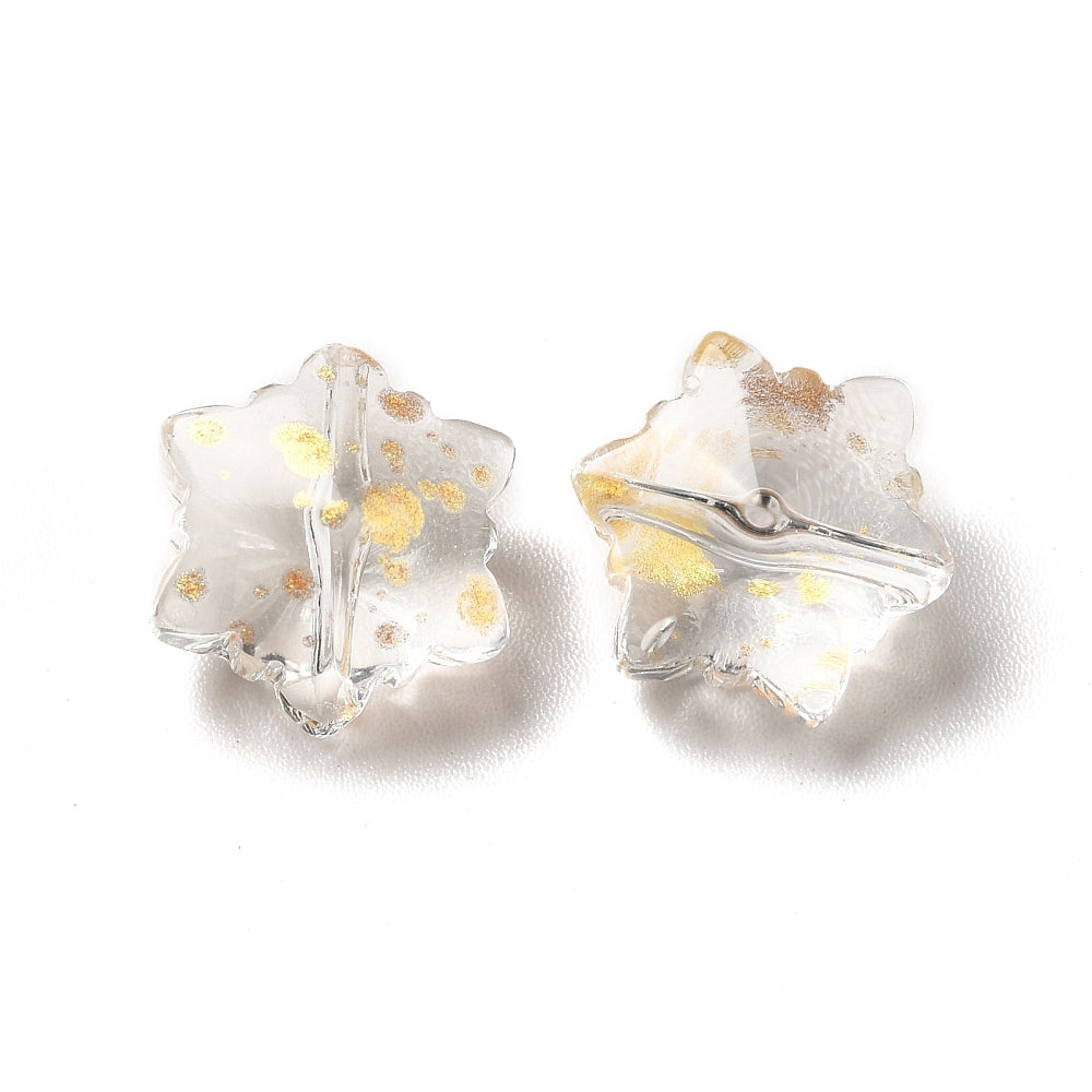 Snefnug glasperler i transparent guld, 11 mm, 10 stk. – billede 2