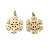 Snefnug vedhæng med kubisk zirkonia, 18K forgyldt stål, 17 mm, 2 stk