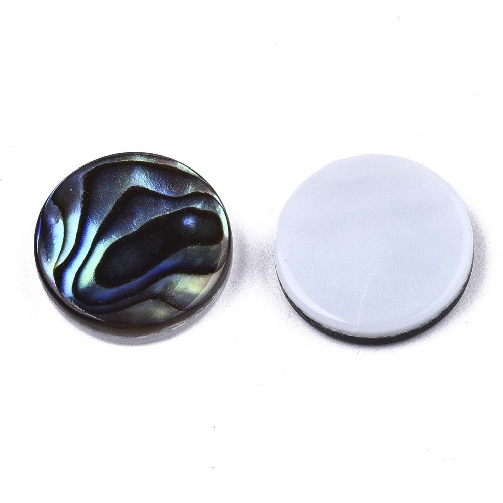 Abalone & Ferskvands Cabochon – Flad Rund, Farverig (12x3mm) - Uniq Perler - 