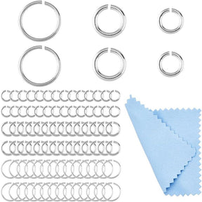 Offene Ringe in 925 Sterling Silber – 3 Größen (90 Stk + Poliertuch) - Uniq Perler - 116029
