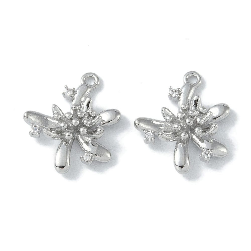 Abstrakt blomster vedhæng, platinium str. 17x14,5 mm - Uniq Perler - 112816