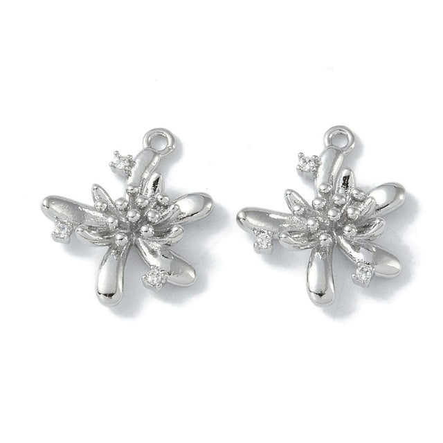 Abstrakt blomster vedhæng, platinium str. 17x14,5 mm - Uniq Perler - 112816