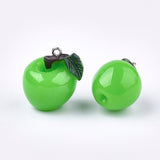 Æble Vedhæng – Resin Lime Grøn (23–27mm) 6 stk. - Uniq Perler - 117723