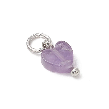 Edelstein Anhänger – Herz mit Stahlaufhängung Farb-Mix (8 Stk) - Uniq Perler - 