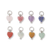Ædelstens Vedhæng – Hjerte med Stålophæng Farve Mix (8 stk) - Uniq Perler - 