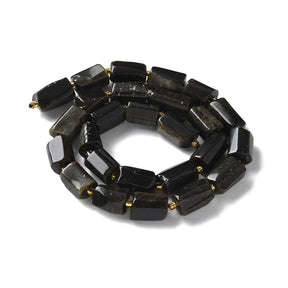 Längliche Obsidian-Perlen, (10x6,5mm) - Uniq Perler - 450152