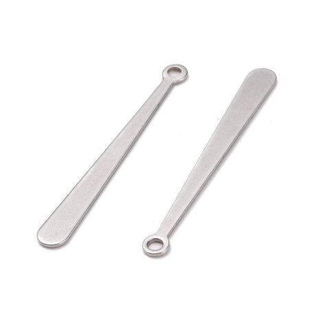 Aflangt Dråbe Vedhæng, Stål, 31mm, 2 stk. - Uniq Perler - 112818