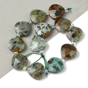 African Turquoise (Jasper) Teardrop Beads – Faceted (12mm) - Uniq Perler - 115768