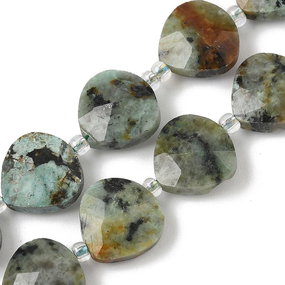 Afrikansk Turkis (Jaspis) Dråbeformede Perler – Facetteret (12mm) - Uniq Perler - 115768