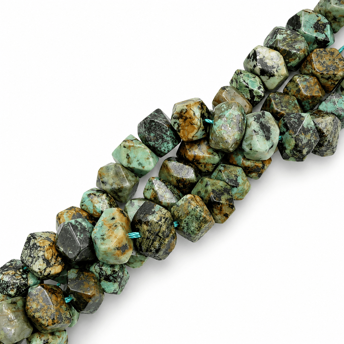 Afrikansk Turkis Jaspis Perler – Facetterede Nuggets (9,5~11x6~7mm) - Uniq Perler - 125990