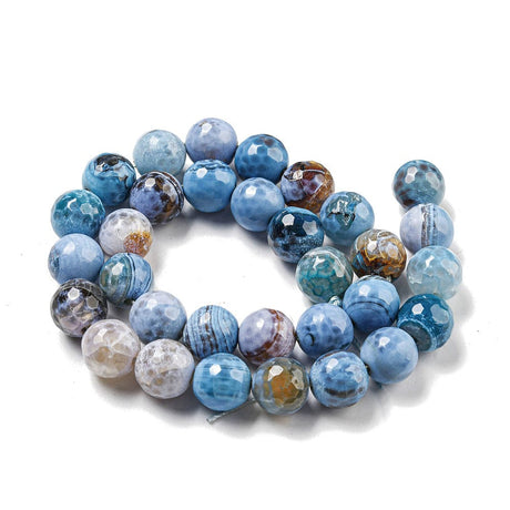 Agat – Blå, Facetteret Rund (12mm) - Uniq Perler - 113861