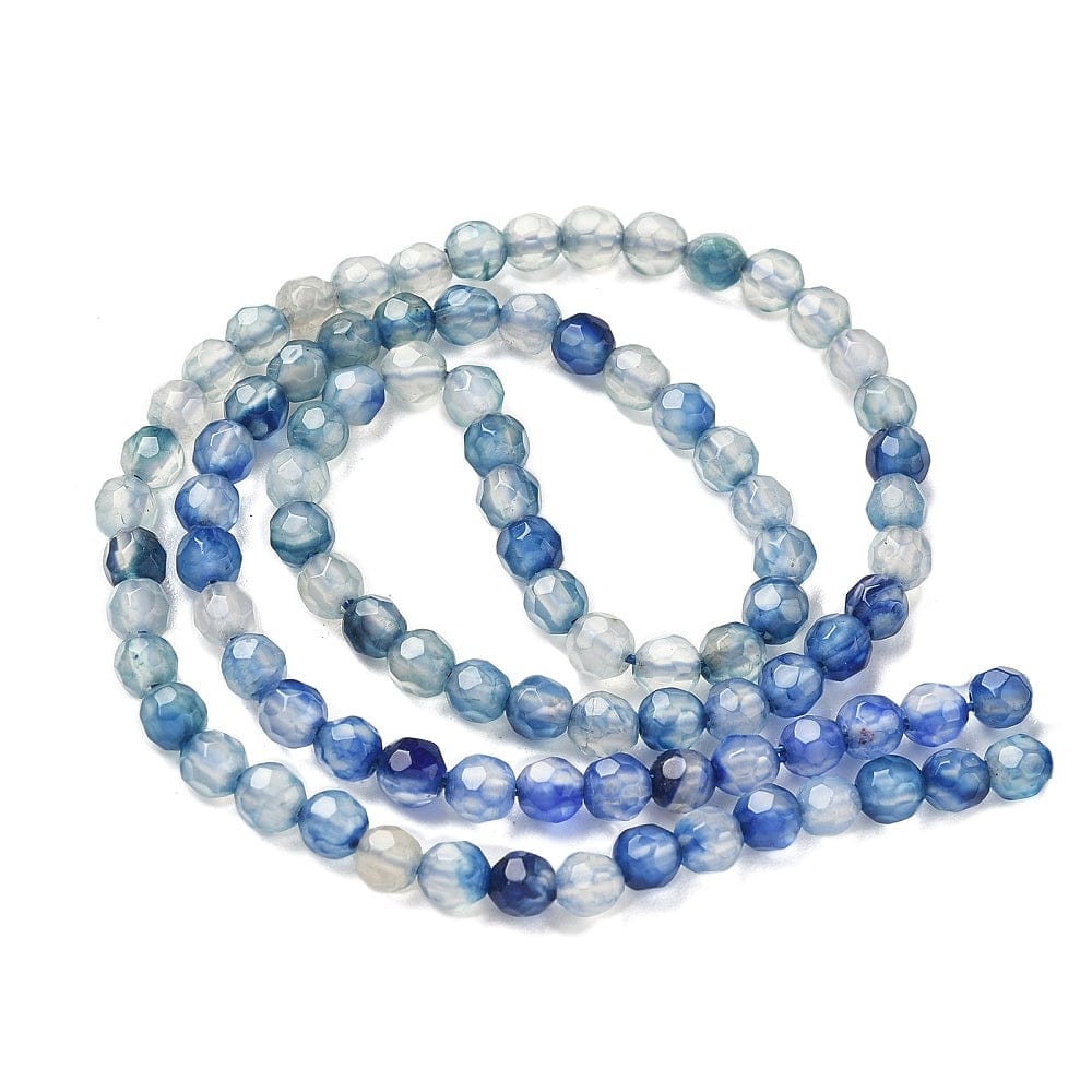 Agat – Blå, Facetteret, Rund (4mm) - Uniq Perler - 116110