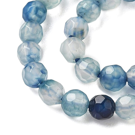 Agat – Blå, Facetteret, Rund (4mm) - Uniq Perler - 116110